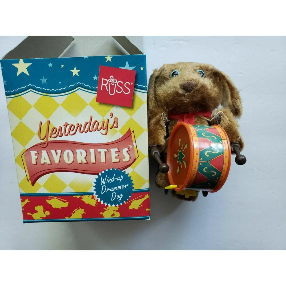 Vintage 1990's Russ Yesterday's Favorites Wind-Up Drummer‎ Dog Brand NOS U162